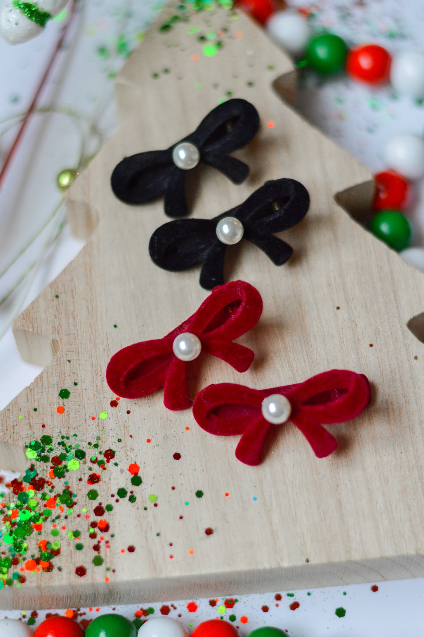Velvet Bow clips with Pearl