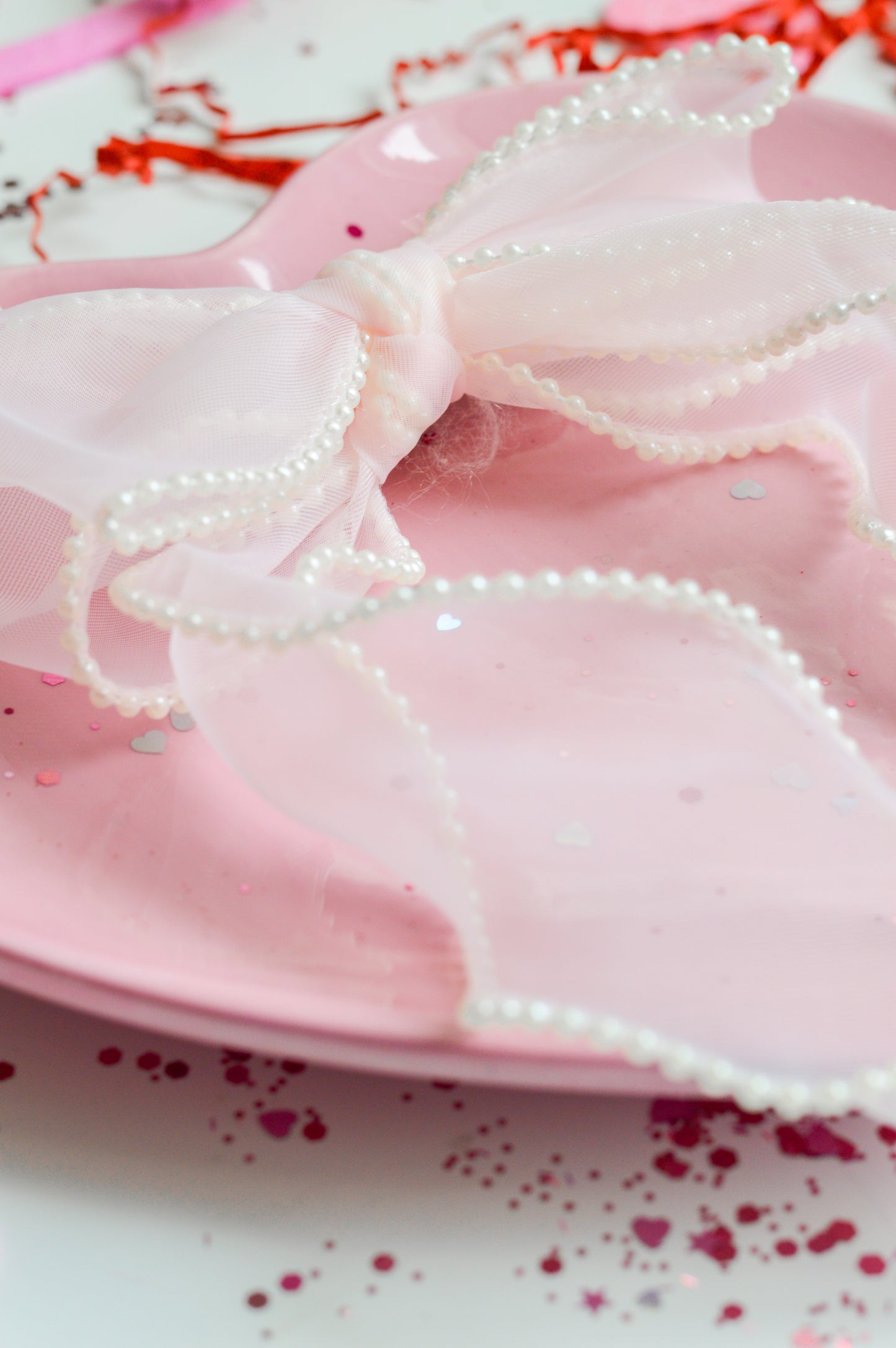 Pink Ribbon Bow with Pearls